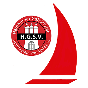 Logo des Hamburger Gehörlosen Sportvereins in von 1904 e.V. in Kombination mit zwei Rudern mit Händen dran.